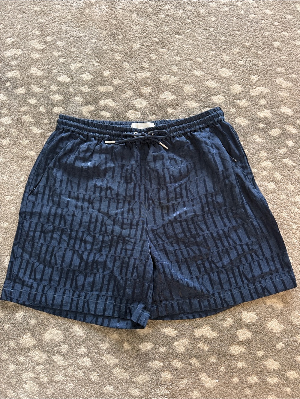 Kith Navy Jacquard Logo Drawstring Shorts Sz M